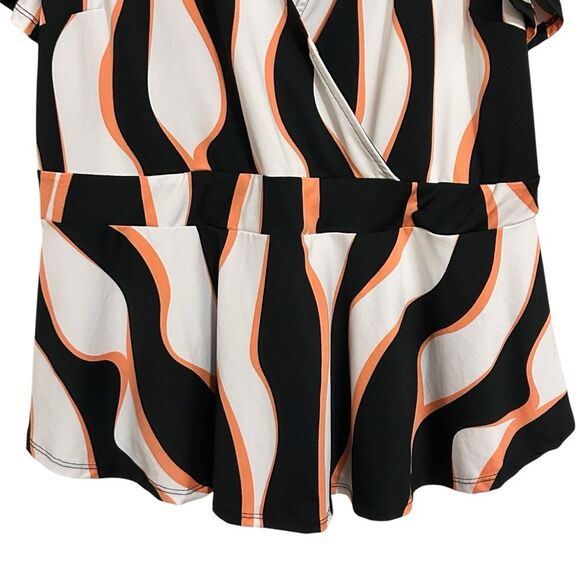 ASHLEY STEWART NWT Abstract Print Flutter Sleeve Surplice Top 14/16 - Picture 4 of 13